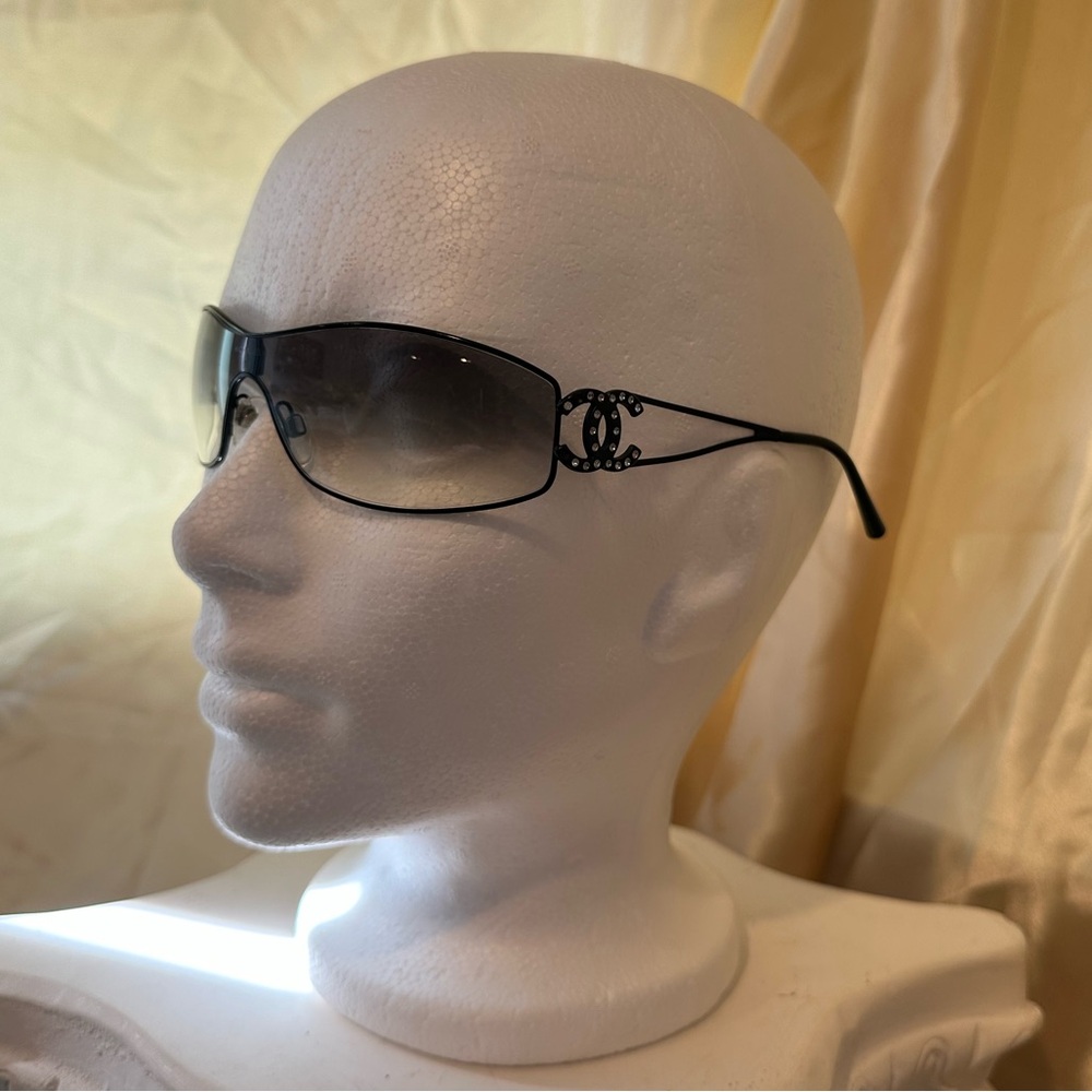 Chanel RARE Shield Crystal Studded CC Vintage Y2K Sunglasses - Picture 13 of 17